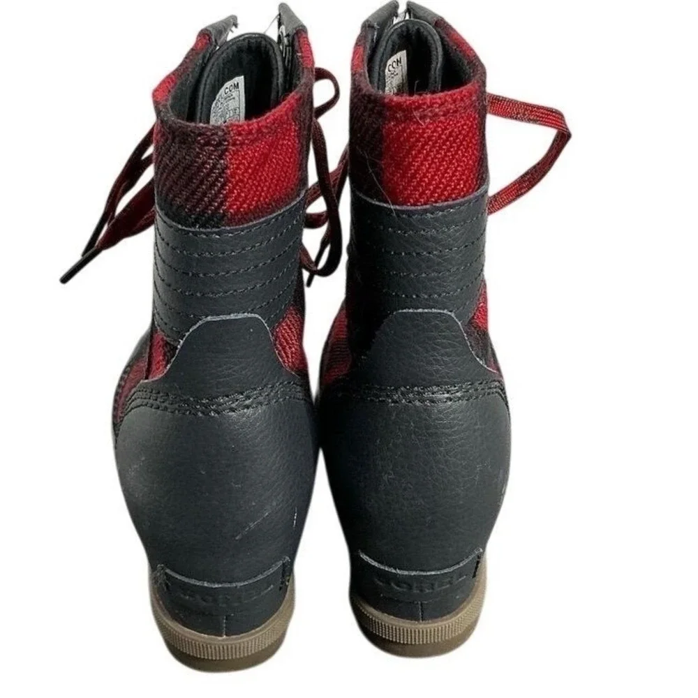Sorel Youth Winter Boots Big Kids 5 EU 36 Red Black Insulated Lace Up‎